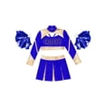 thumbnail image 3 of TiaoBug Kids Girls Cheerleading Outfits Cheer Print Crop Top with Pleated Skirt Blue 6, 3 of 5