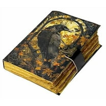 Leather Gothic Journal Magical The Raven Spiral Notebook Mystery Crow Journal Grimoire Witchcraft Spellwork Journal Great for Halloween and Raven Lovers Aesthetic Leather Journal for Unisex (7x5)
