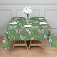thumbnail image 3 of Cartoon Butterfly Flower Leaf Green Pattern Square Tablecloth,Waterproof Square Table Cover,Wipeable Spillproof Washable Table Cover for Home Kitchen Party Decor 52"x52"(132x132cm), 3 of 6
