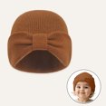 thumbnail image 2 of LYHaoo Winter Baby With Bow Knitted Soft Warm Yarn Hat For Infant Girls And Boys Cute Outfit Knit Caps,Brown, 2 of 6