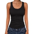thumbnail image 2 of Womens Tank Tops 2026 Scoop Neck Ribbed Sleeveless Top Casual Basic Slim Fitted Cami Tee Shirts Black L, 2 of 5