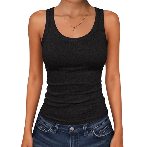 ASDFVBKG Womens Sleeveless Square Neck Tank Tops Summer Racerback Workout Top Ribbed Knit Slim Fit Basic 2026 Casual Clothes Black L
