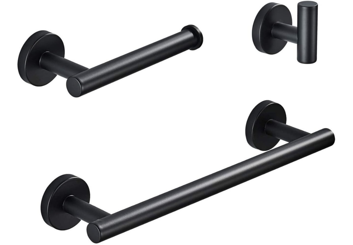 Bathroom Hardware Accessories Set, 3 Piece Stainless Steel Matte Black