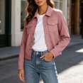 thumbnail image 3 of Gytharion Women's Faux Suede Shirt Jackets Button Front Turn Down Collar Jackets Long Sleeve Solid Color Casual Jackets with Pockets, 3 of 8