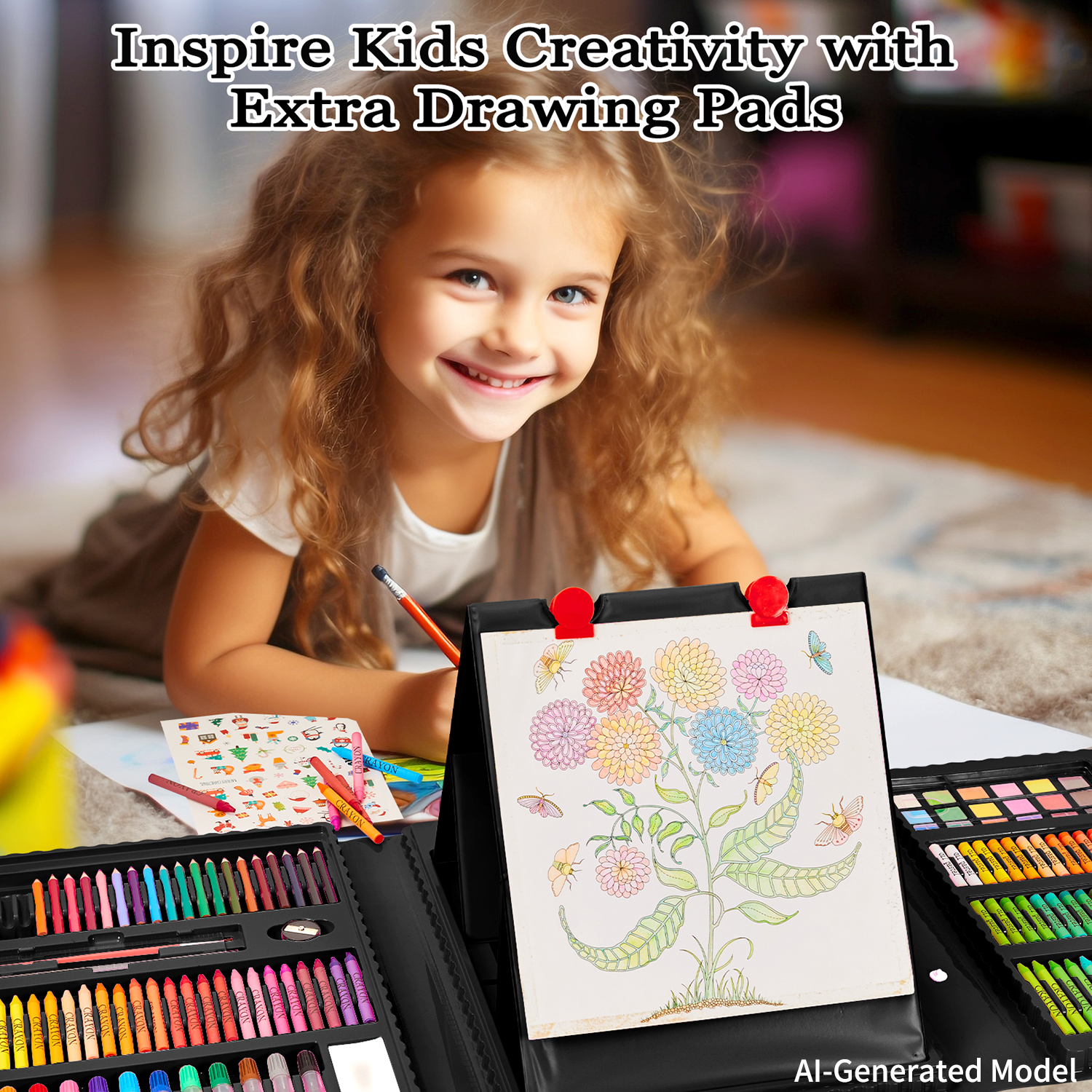 KINSPORY 290-Piece Drawing Art Set with Double-Sided Easel photo 3