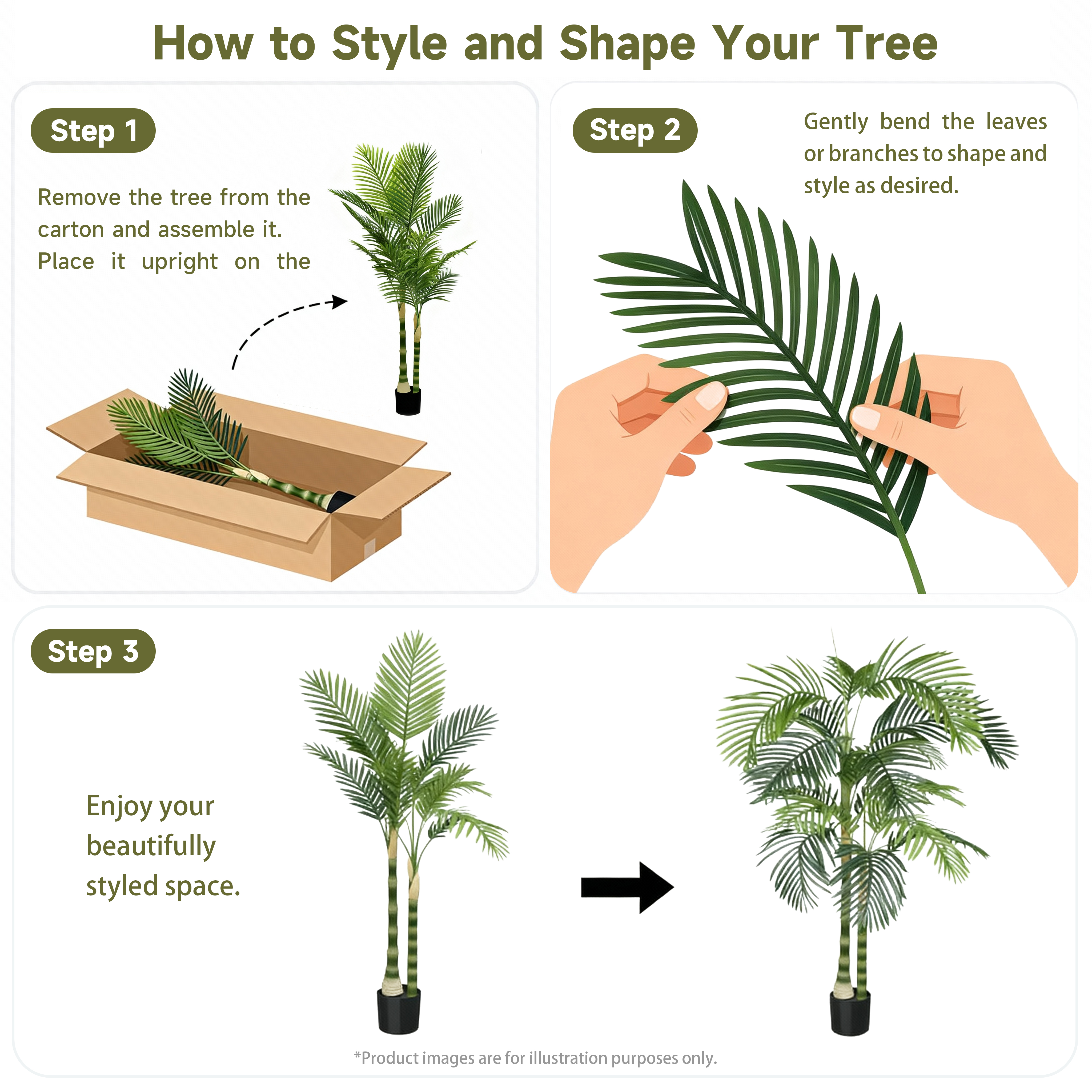 Leumius 6FT Artificial Palm Tree with Black Plastic Pot, Realistic Faux Tropical Plant for Indoor/Outdoor Decor