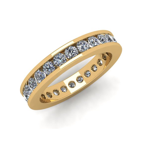 Natural 1.75Ct Round Cut Diamond Classic Channel Set Women's Anniversary Wedding Eternity Band Ring Solid 14k Yellow Gold H SI2