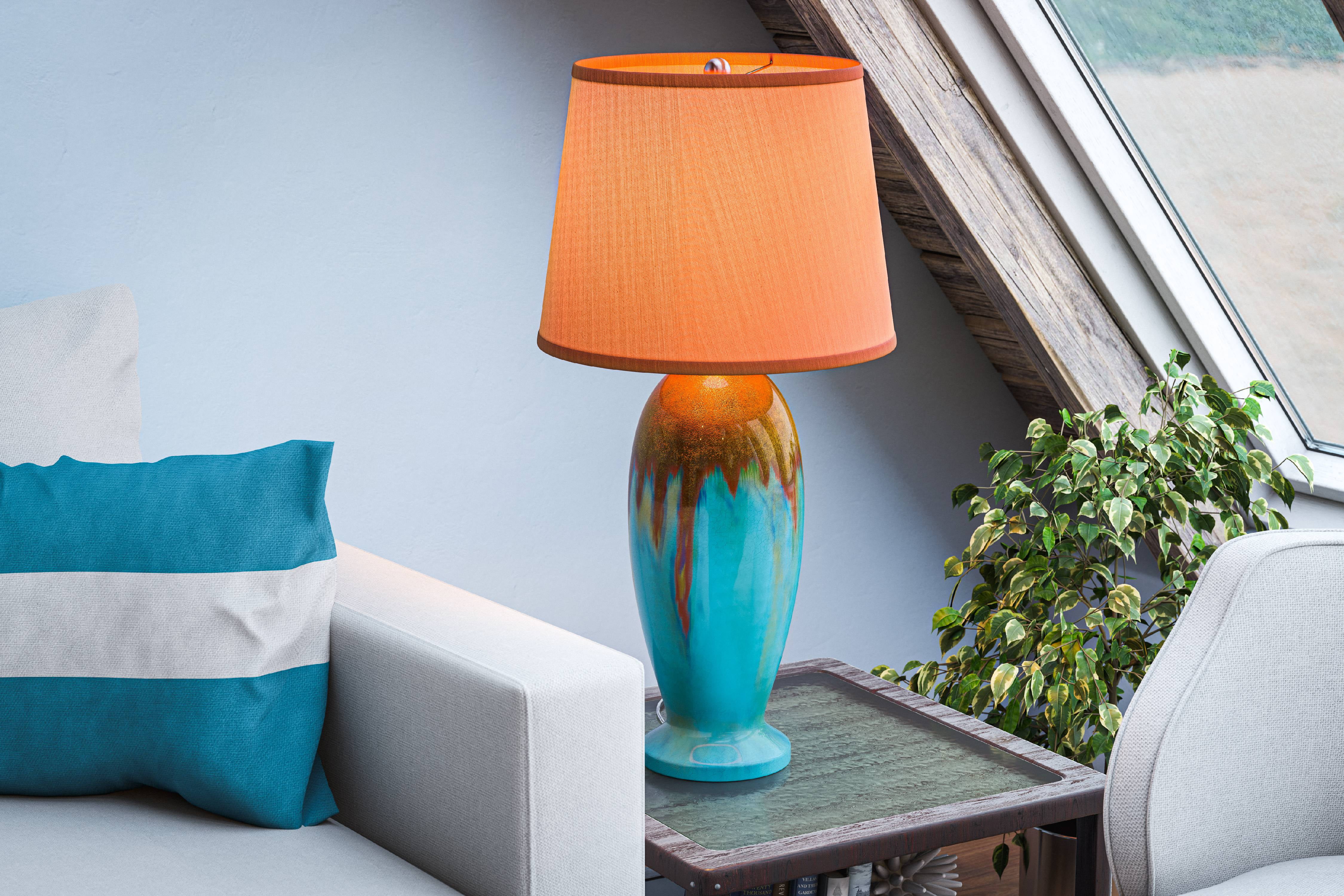 Kenroy Home Tucson Table Lamp, Teal Ceramic