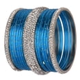 thumbnail image 5 of Efulgenz Indian Bangle Set Rhinestone CZ Crystal Bangle Plain Metal Bangles Bracelet Jewelry for Women Size-2.8, Blue, 5 of 5