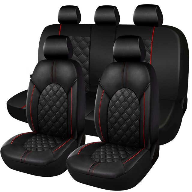 Fundas de Asiento para Auto CAROMOP 1960100401 Juego Completo Cuero Impermeable Universal