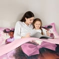 thumbnail image 4 of Castle Fairy Sweet Black Girl Twin Comforter Sets 2pcs,Dreamy Glowing Heart Bedding Set,Pink,Pink Reversible,1 Comforter and 1 Pillowcase, 4 of 6