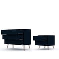 thumbnail image 3 of Manhattan Comfort Rockefeller Wood Dresser and Nightstand in Midnight Blue, 3 of 10
