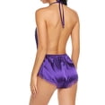 thumbnail image 3 of Mono encantador con escote en V profundo Encantador mono liso con borde de encaje, M, morado sidaley XX000130-08, 3 of 7