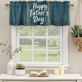 thumbnail image 2 of Happy Father's Day Curtain Valances for Windows, Kitchen Valance Window Treatments Panel 2 Pack, Teal Beige Shabby Wooden Grain Rod Pocket Short Curtains for Bathroom Bedroom 42 x 12 Inch, 2 of 8
