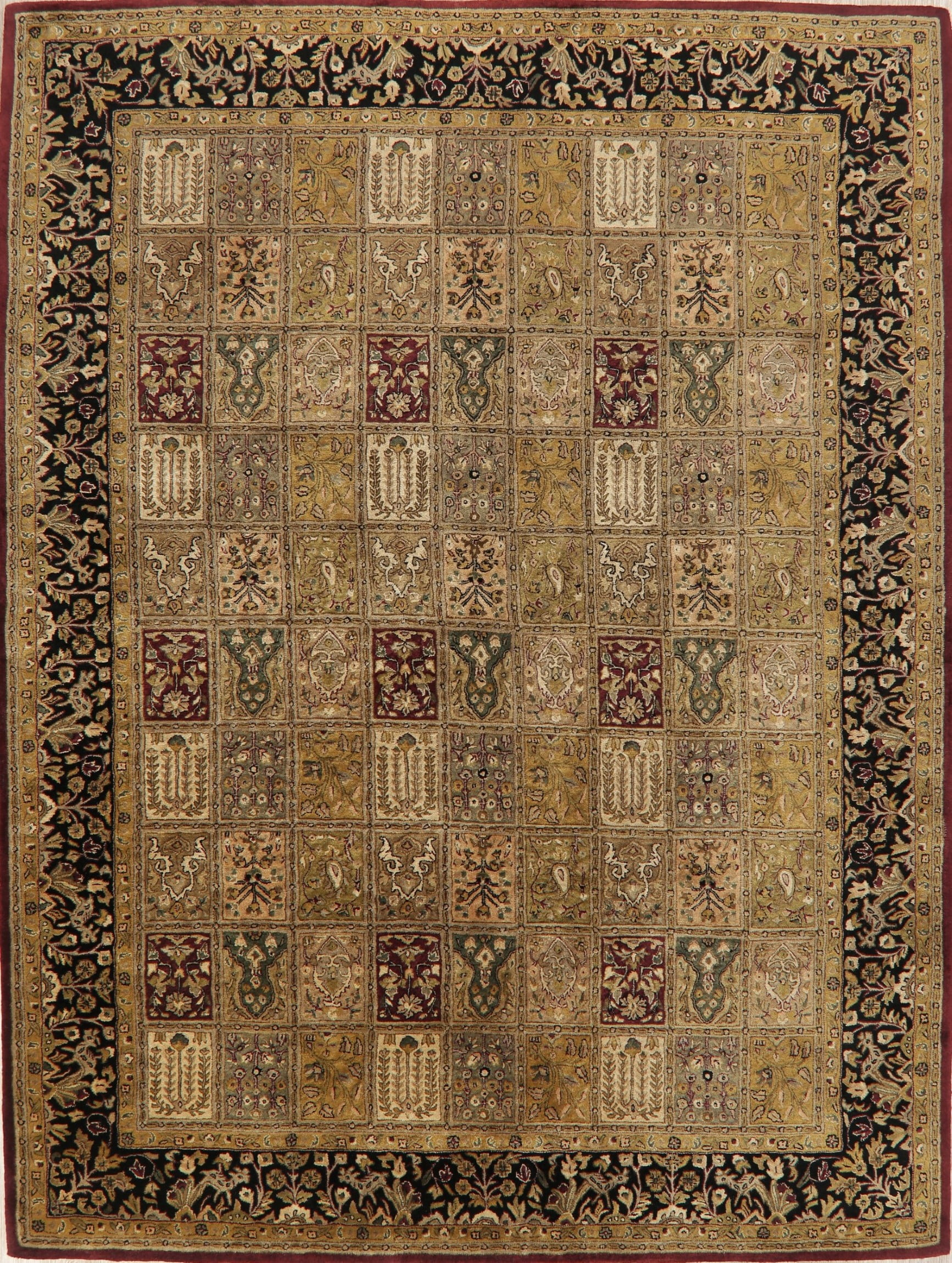 Garden Design Agra Oriental Dining Room Area Rug Hand-Tufted 