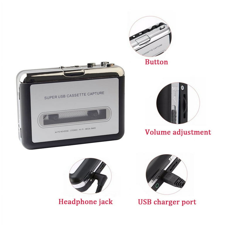 Lecteur Cassette Convertisseur Cassette En Mp3 Walkman/cassette Audio Pour  Capturer En Mp3 Via Usb-kryc
