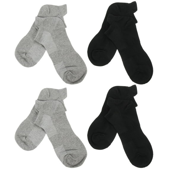 Qnmwood 4 Pairs Men's Cotton Athletic Low Cut Ankle Socks - Black/Grey
