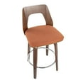 thumbnail image 7 of Trilogy Mid-Century Modern Counter Stool In Walnut And Orange Fabric - Set Of 2, 7 of 7