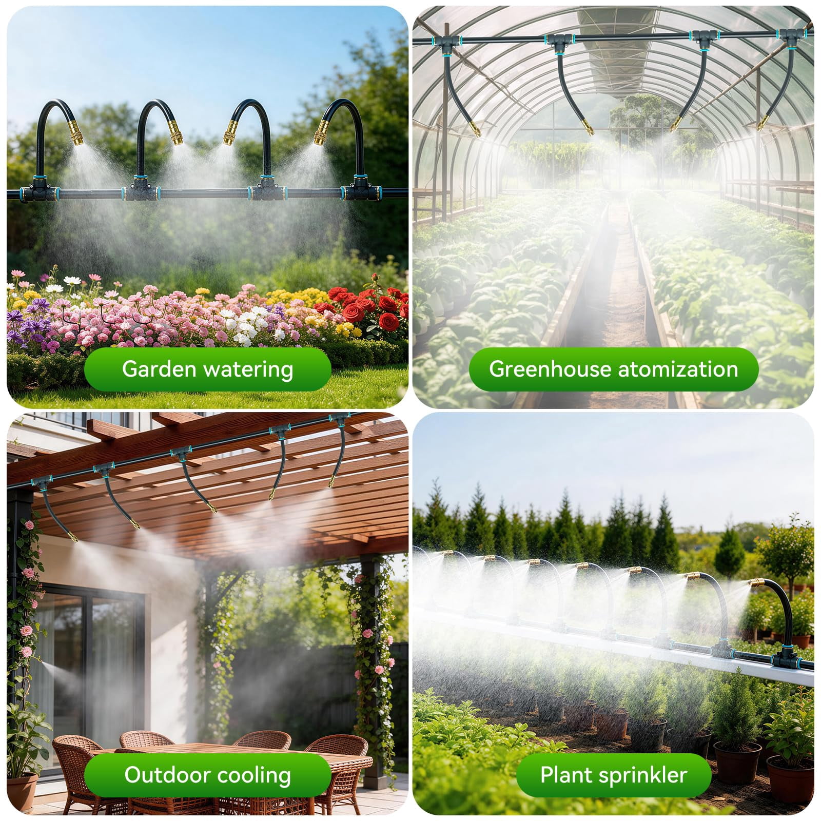 360°adjustable Drip Irrigation System 200ft 5/16" Extra Long Garden Watering Kit With 32 Copper Nozzles 141pcs Automatic Atomizing Plant Sprinkler For Large Yard  Greenhouse Lawn