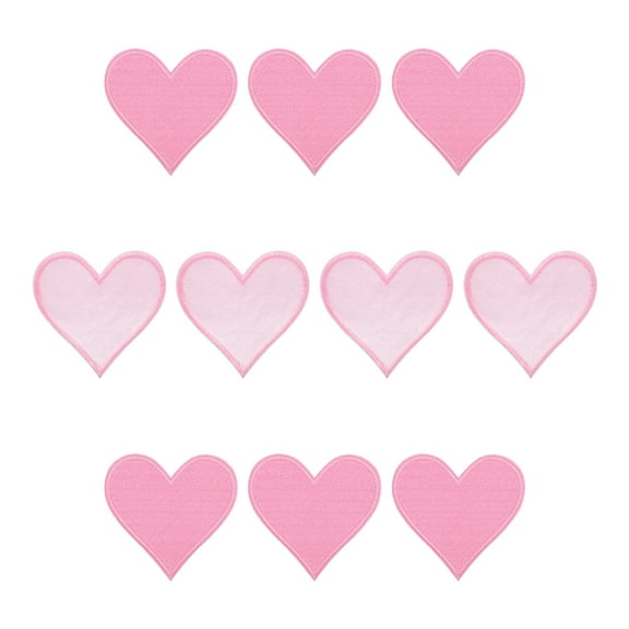 Uxcell Hearts Patches Pink Iron-On Patch Sew Embroidered Applique 2.8x2.68 Inch Clothing Repair Backpack 10Pcs