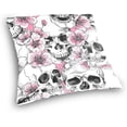 thumbnail image 3 of Double Sided Seamless Pattern Skull with Flowers Pink Cherry Polyester Velvet Pillow Case Square 16x16 Inches Sofa Waist Throw Cushion Cover, 3 of 3