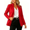 thumbnail image 2 of Women's Single Button Blazer Notched Lapel Long Sleeve Suit Jacket Solid Color formal office Business Casual Suit Coat for Ladies Red, 2 of 7