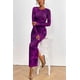 thumbnail image 4 of Vestido PRETTYGARDEN Maxi de Manga Larga con Estampado Floral y Fruncido Morado XL, 4 of 8
