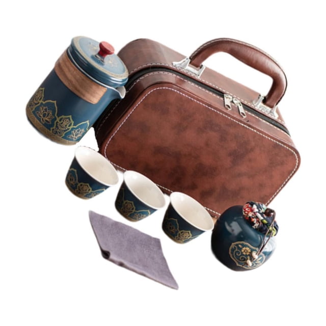 Juego de té de viaje Juego de té chino japonés Tetera de porcelana práctica tradicional Azul