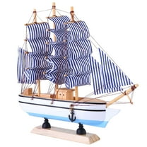 TEHAUX  Wooden Ship Model Decor Nautical Decorations Boats Vintage Home Toy Office Child Blue