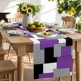 thumbnail image 2 of Table Runner 108 Inches Long for Kitchen Dining, Purple Grey Black Geometric Dresser Scarf Farmhouse, Dining Table Decorations for Wedding/Parties, Middle Century Art Abstract Aesthetics 13 x 108 In, 2 of 9