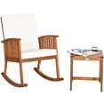 thumbnail image 5 of Gymax 2PCS Patio Wooden Rocking Chair Set Garden Outdoor w/ Coffee Table Cushion, 5 of 9