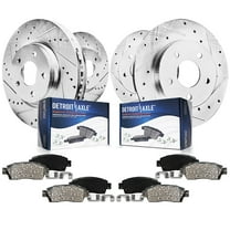 Detroit Axle - Brake Kit for 03-07 Honda Accord 11.1" Front & 10.23" Rear Drilled & Slotted Disc Brake Rotors Replacement 2003 2004 2005 2006 2007 Ceramic Brakes Pads