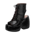 thumbnail image 5 of Mostsola Platform Ankle Boots for Women Lace up Goth Stacked Peep Toe Wedge Booties, 5 of 5