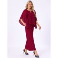 thumbnail image 2 of DARING DIVA Women's Pantsuits Wedding 2 Piece Sets Formal Chiffon Top S Burgundy, 2 of 6