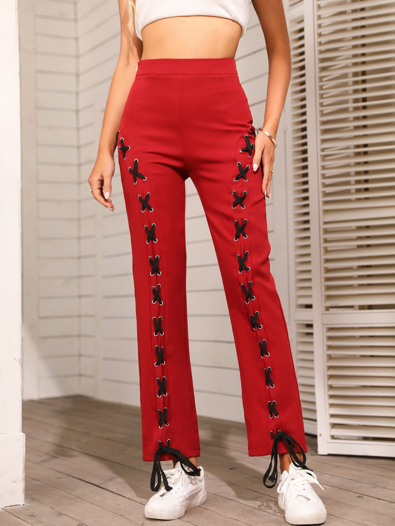 Women's Grommet Eyelet Lace Up High 