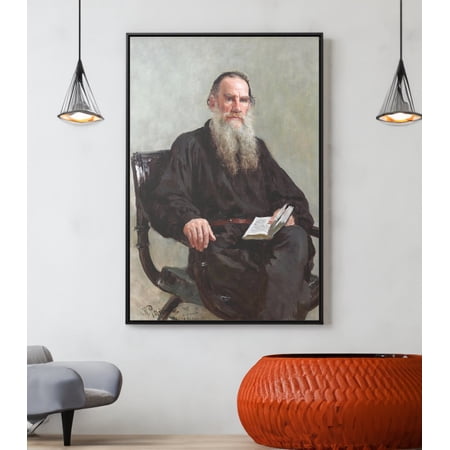 Portrait of Leo Tolstoy by Ilya Repin Poster Wall Art Reproduction Russian Print, Unframed Paper Poster 8x10in