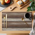 thumbnail image 2 of Brown Beige Wooden Placemats Set of 4, Vintage Farmhouse Retro Art Placemats for Dining Table, Place Mats for Kitchen Tabletop, Waterproof Wipeable Dining Table Mats Set, 2 of 9