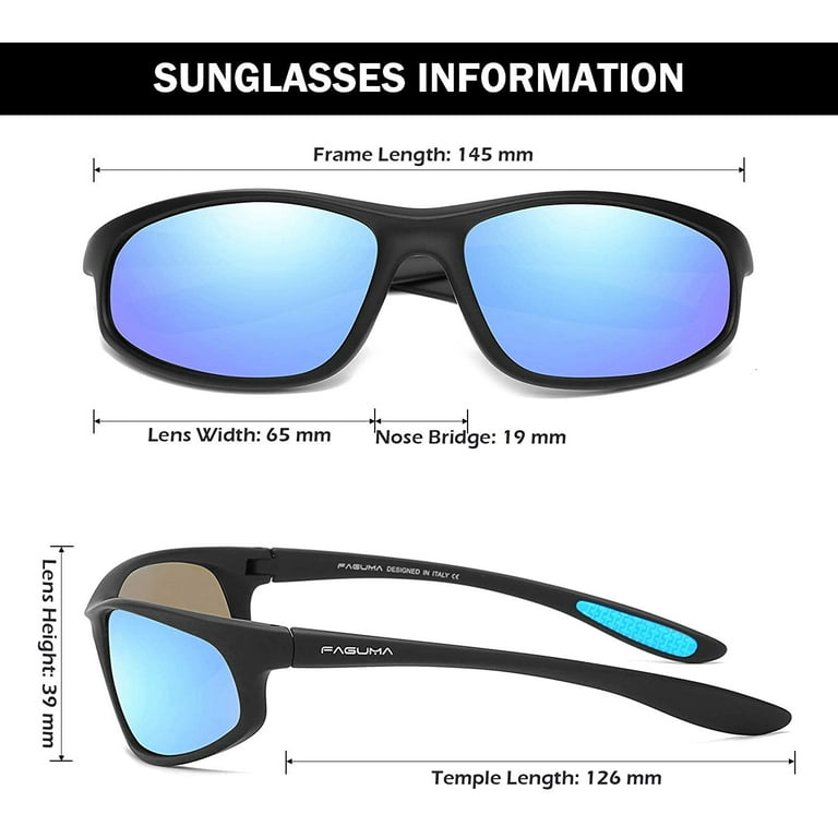 FAGUMA Polarized Sports Sunglasses For Men Cycling Driving Fishing 100% UV  Protection