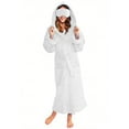 thumbnail image 2 of purcolt Womens Long Hooded Fleece Robes with Plush Eye Mask Soft Flannel Spa Bathrobes Winter Warm Pajamas Shower Nightgown House Coat with Pockets, 2 of 9
