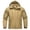 Khaki, variant on Hooded Multi Pocket Fleece Outdoor Jacket Men Hooded Zip Up Windproof Water Resistant Hiking Jacket Green XXXL