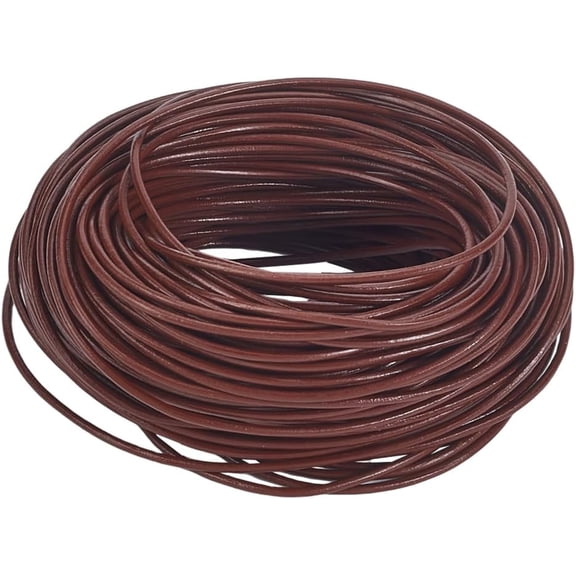 25m x 1.5mm Round Leather Cords Genuine Leather String Cowhide Rope Saddle Brown Leather Strips Strap Beading Threads for Bracelet Jewelry Making Keychain Lanyards DIY Crafts Saddle Brown