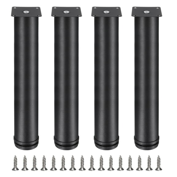 12 Inch Furniture Legs, Adjustable Round Cabinet Legs, Replacement Corner Feet Extenders for Sofa, Pack of 4, Black