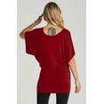 thumbnail image 5 of BAIEBLEUE GLOBAL Women's Solid Butterfly Short Sleeve Boat Neck Dolman Top Wine XL, 5 of 5