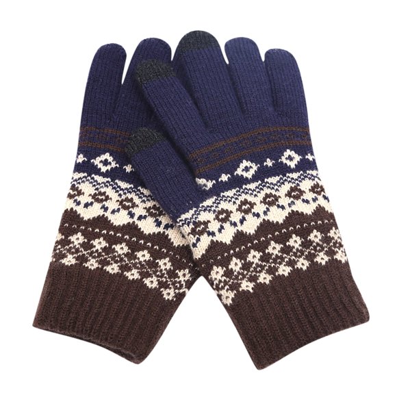 yievot Women's Winter Touch Screen Gloves Plush Lining Warm Hand Fleece Lined Knit Gloves Print Elastic Cuff Winter Texting Gloves