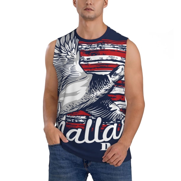 Fotbe Mallard Duck With American Flag Men's Camiseta sin Mangas Estampada para Hombres, Playera Casual para Gimnasio, Entrenamiento, Playa-3X-Large
