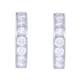 thumbnail image 2 of 14k White Gold 14-mm Round-cut Cubic Zirconia Hinged Hoop Earrings, 2 of 4
