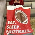 thumbnail image 3 of Sports Fleece Blanket 40" x 50" Eat Sleep Football Red Lightweight Fuzzy Cozy Soft Warm Throw for Man Boy Teen, Air Conditioning, 3 of 6