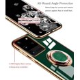thumbnail image 5 of Designed for Samsung Galaxy S21 Ultra 5G Case 6.8 in 2021, Soft Silicone TPU Edge Plating Finger Ring Holder Kickstand Shockproof Protective Bumper Cover Cases - Green, 5 of 14