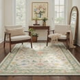 thumbnail image 3 of 5x7 Washable Rugs for Living Room, Non Slip Low Pile Area Rugs, Lightweight Machine Washable Print Pattern Rug for Bedroom, Floral Vines, Sage Cream, 3 of 5
