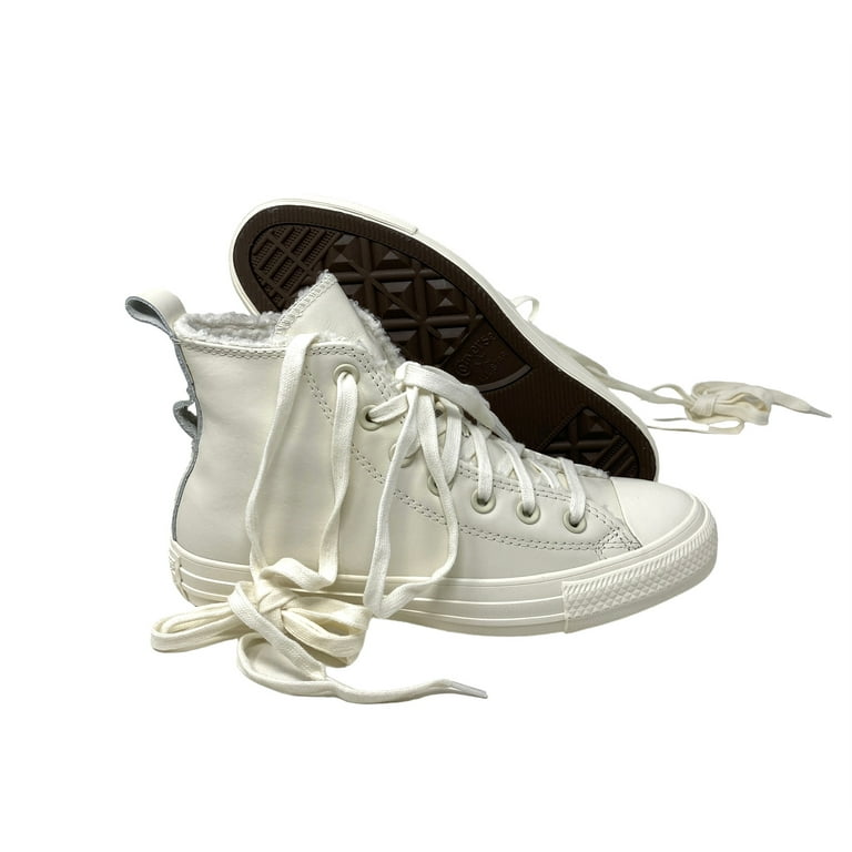 Chuck Taylor High Top Women White Leather Sherpa Sneakers Size A04257C - Walmart.com